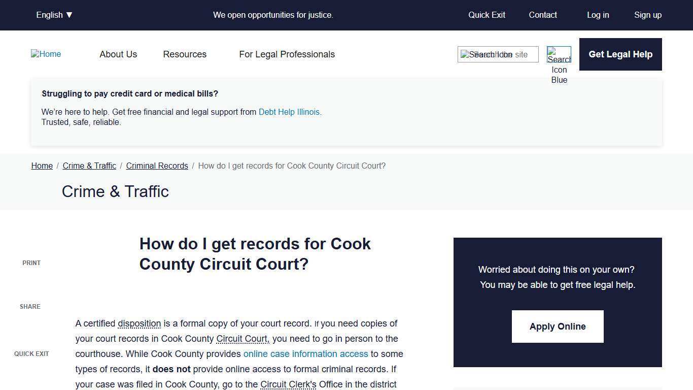 How do I get records for Cook County Circuit Court?  | Illinois Legal Aid Online